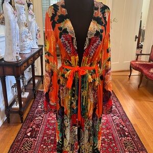 Multicolor Women's Kimono with Orange Accents